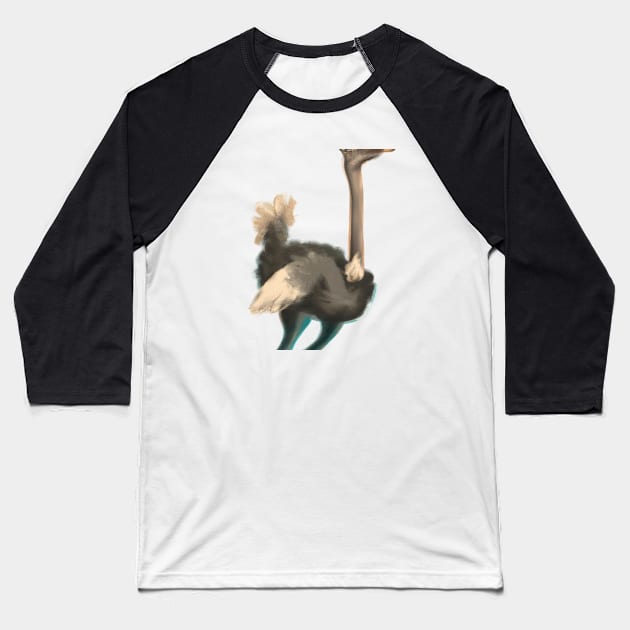 Cute Ostrich Drawing Baseball T-Shirt by Play Zoo